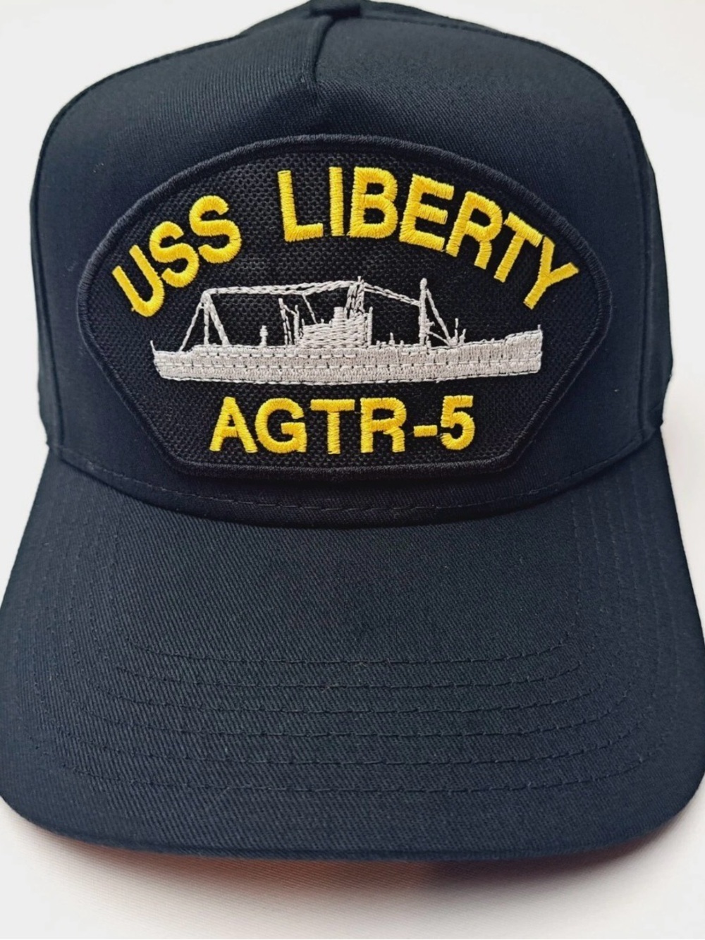 US Navy USS Liberty AGTR-5 Men's Embroidered Patch Cap Hat Black Cotton Solid